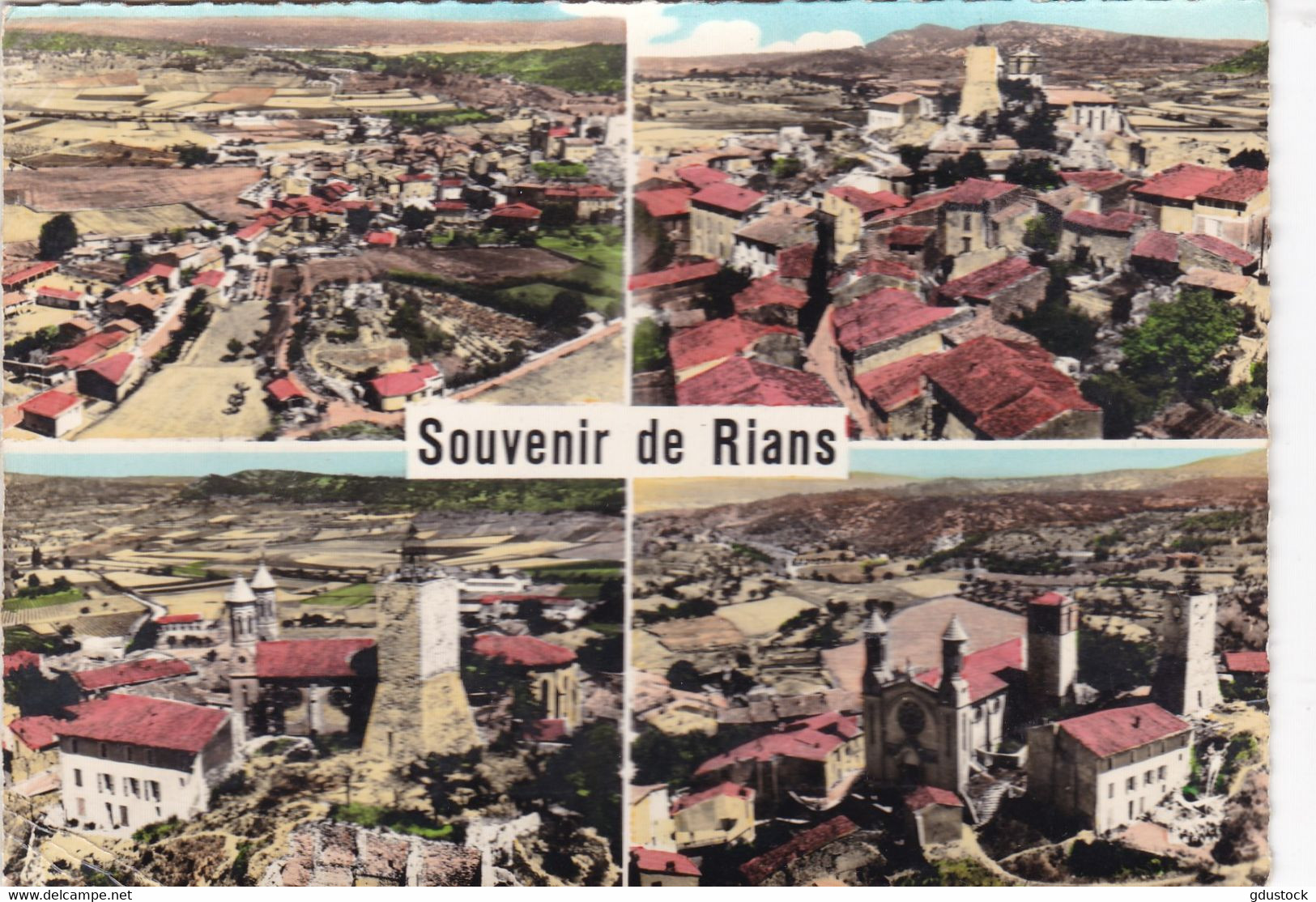 Var - Souvenir De Rians - Vue Générale - Centre Du Village - L'Horloge, L'Eglise Et Vue Sur Les Espargnades - Rians