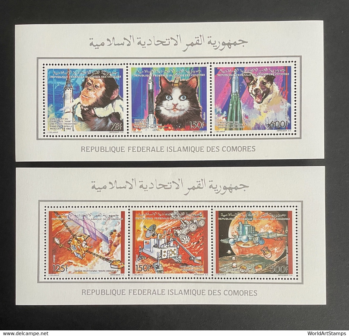 Stamps Sheetlet Spaces Adventures Comores 1992 Perf. Michel N° 989/992 - Collections