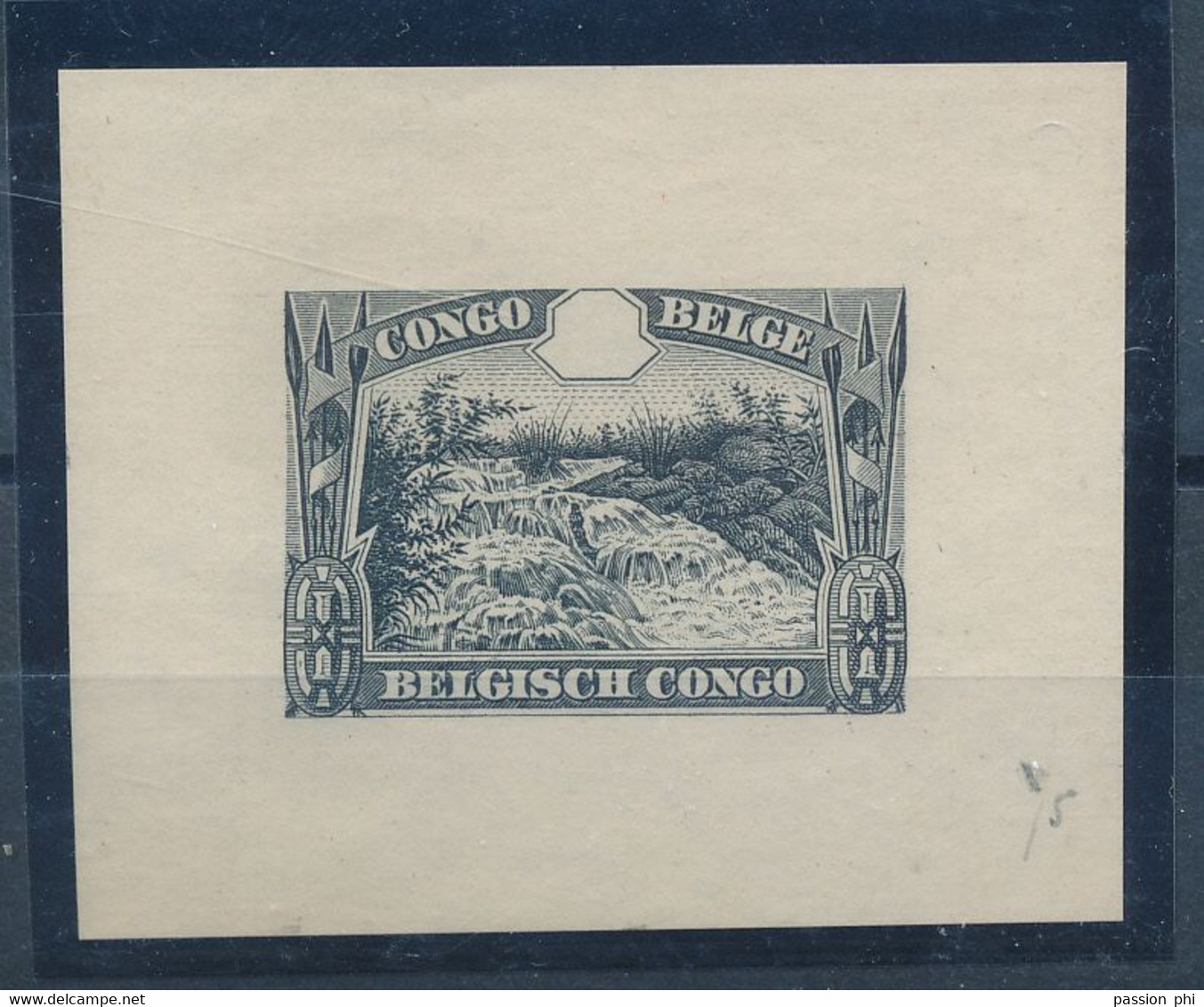 BELGIAN CONGO 1931 ISSUE PROOF IN BLACK NO VALUE - Unused Stamps