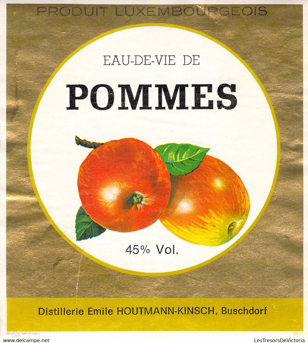 Etiquette Eau De Vie De Pommes  - Liqueur - Distillerie De Buschdorf - Produit Luxembourgeois - Other & Unclassified