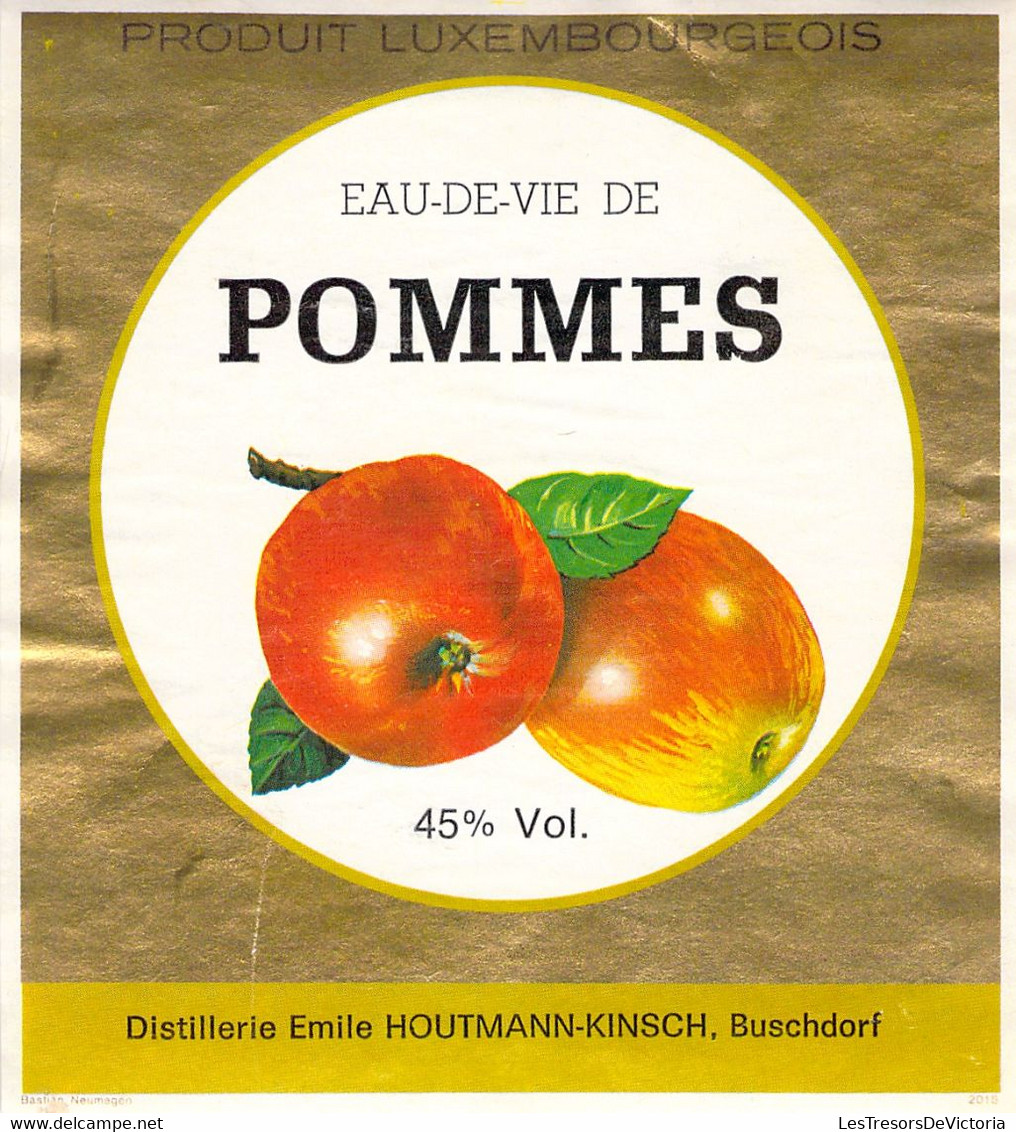 Etiquette Eau De Vie De Pommes  - Liqueur - Distillerie De Buschdorf - Produit Luxembourgeois - Andere & Zonder Classificatie