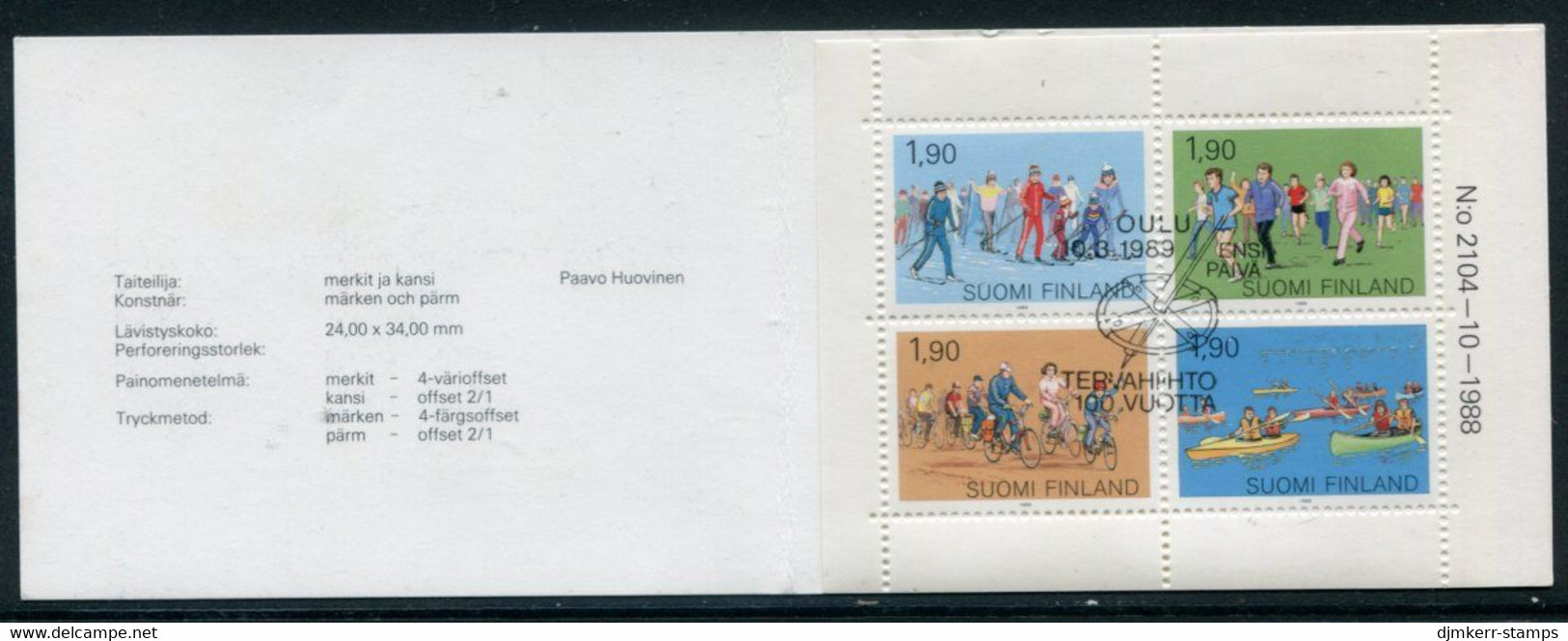 FINLAND 1989 Sports Booklet Used.  Michel 1074-77 - Used Stamps