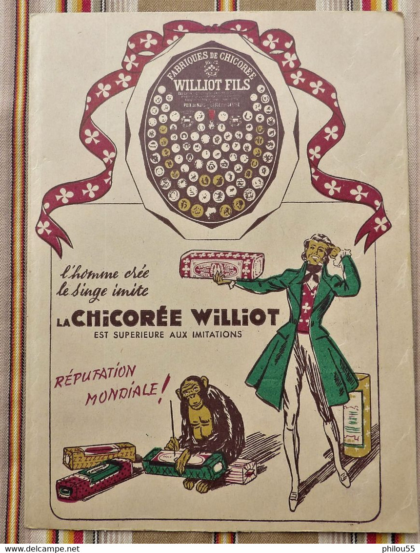 Ancien Protege Cahier D'Ecole PUBLICITAIRE CHICOREE WILLIOT 59 POIX DU NORD - Protège-cahiers