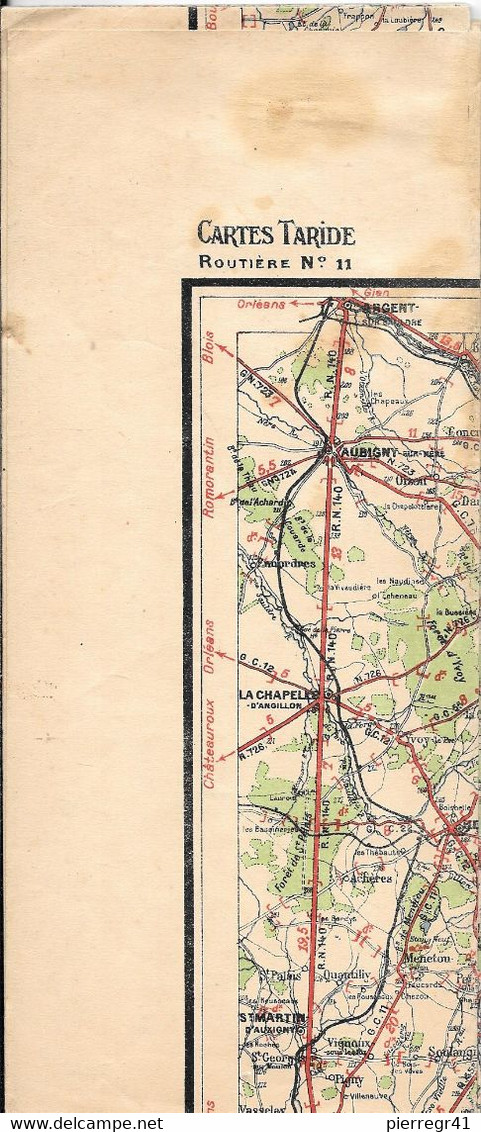 CARTE-ROUTIERE-TARIDE-N °11-Vers1930  ??? Ft Portefeuille/ BOURGOGNE-MORVAN-CarteTBE ETATpas Plis Coupés/Couverture Usé - Roadmaps