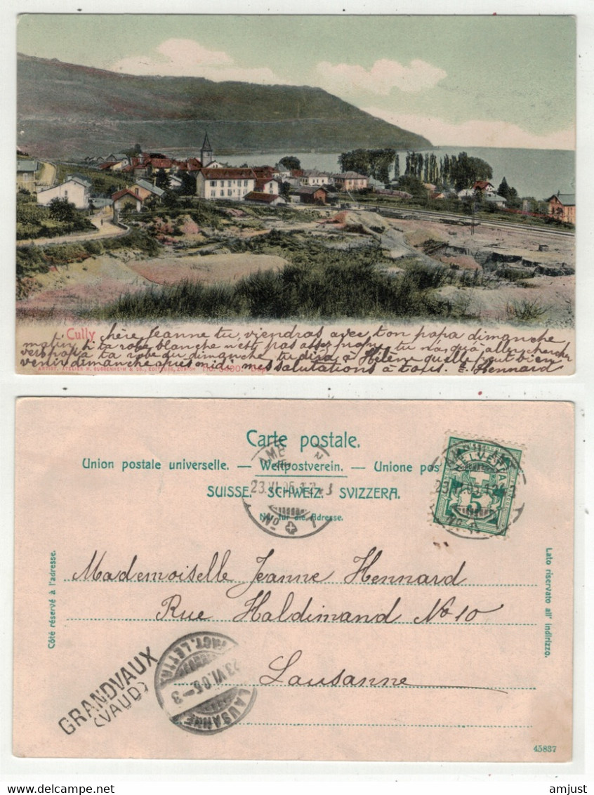 Suisse// Schweiz //  Vaud // Cully, Et Cachet Linéaire "GRANDVAUX (VAUD)" - Cully