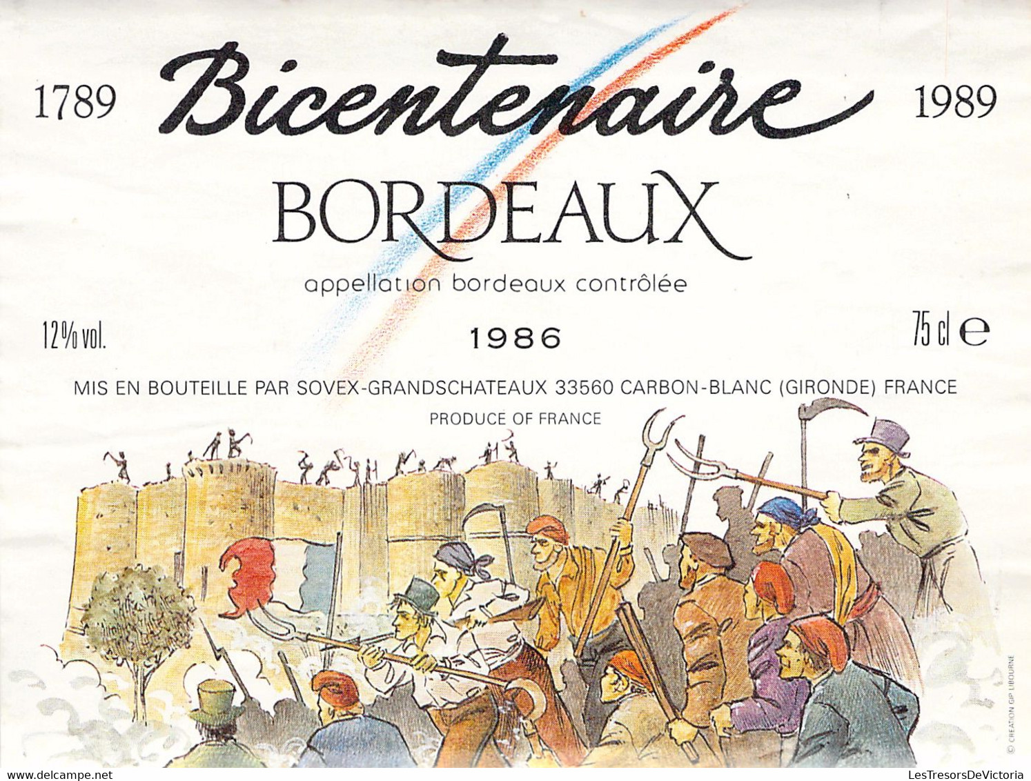 Etiquette Bicentenaire Bordeaux 1986 - Carbon Blanc - Bordeaux