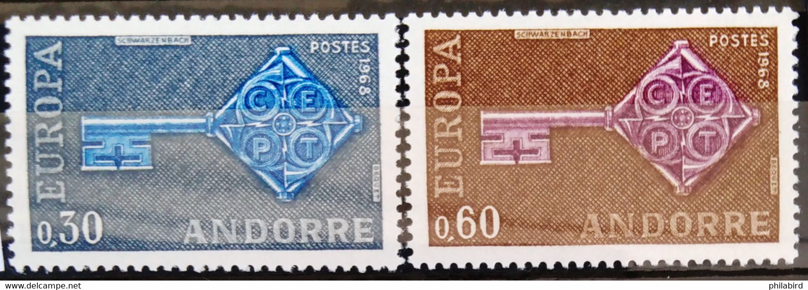 EUROPA 1968 - ANDORRE FRANCAIS                    N° 188/189                        NEUF* - 1968