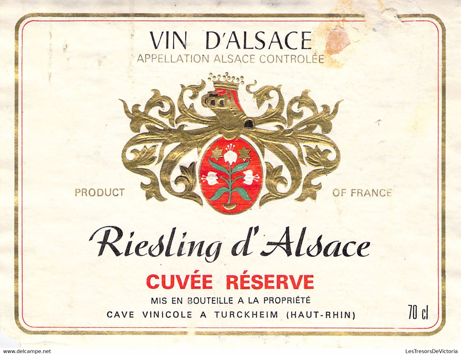 Etiquette Appelation Alsace Controlée - Riesling D' Alsace - Turckeim - Riesling