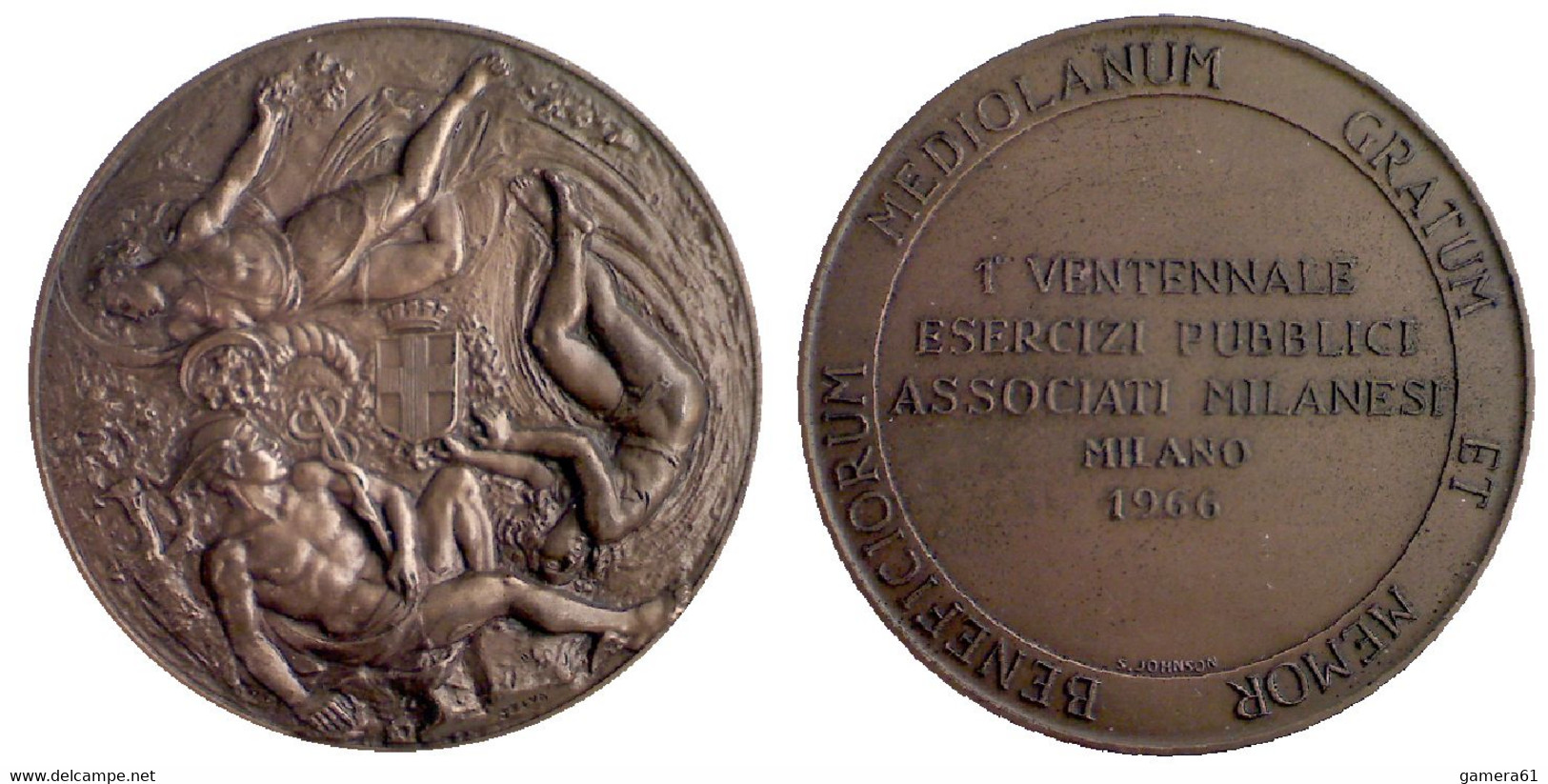 00815 MEDAGLIA MEDAL 1° VENTENNALE ESERCIZI PUBBLICI ASSOCIATI MILANESI MILANO 1966 OPUS SELVA - Casino