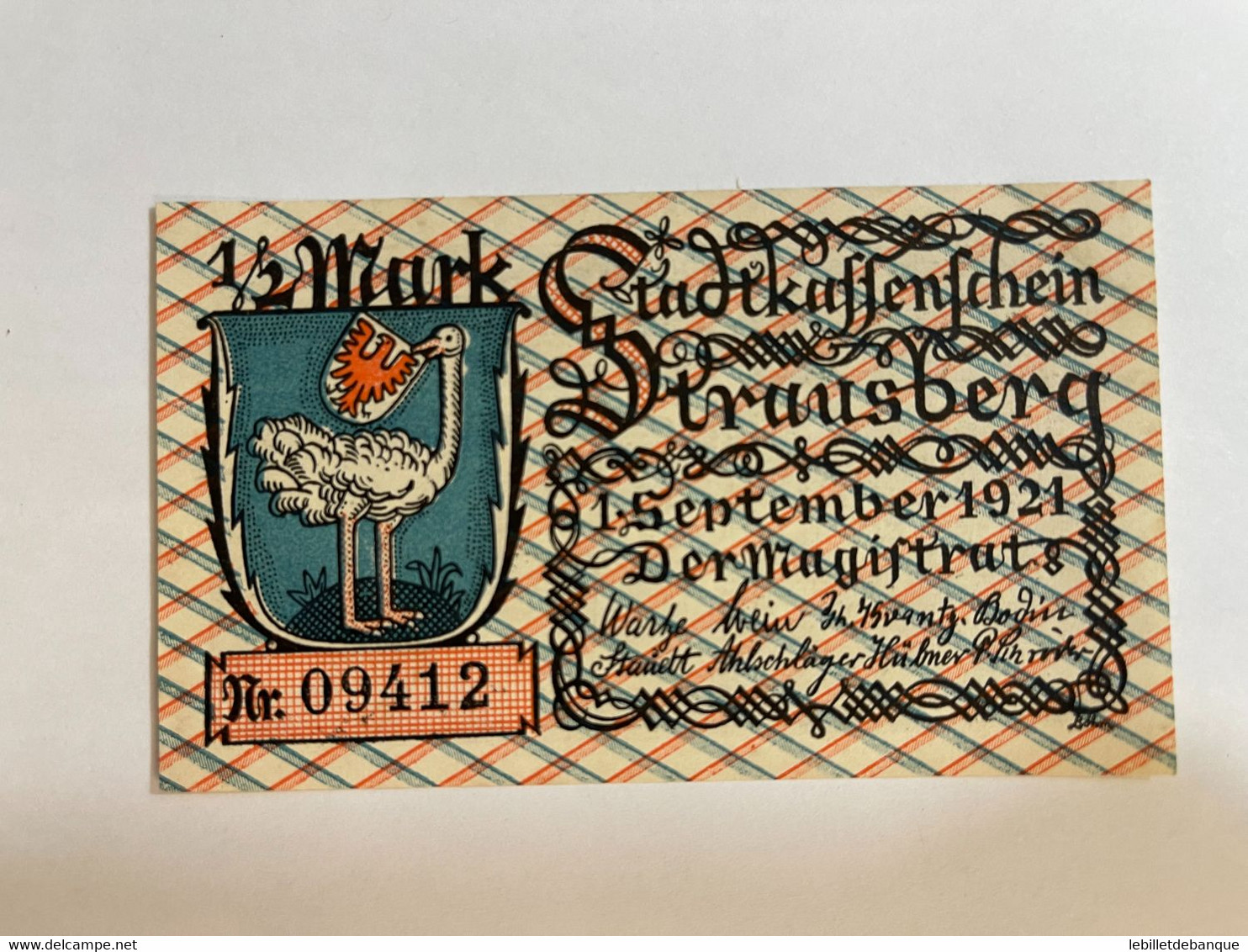 Allemagne Notgeld Strausberg 1/2 Mark - Colecciones