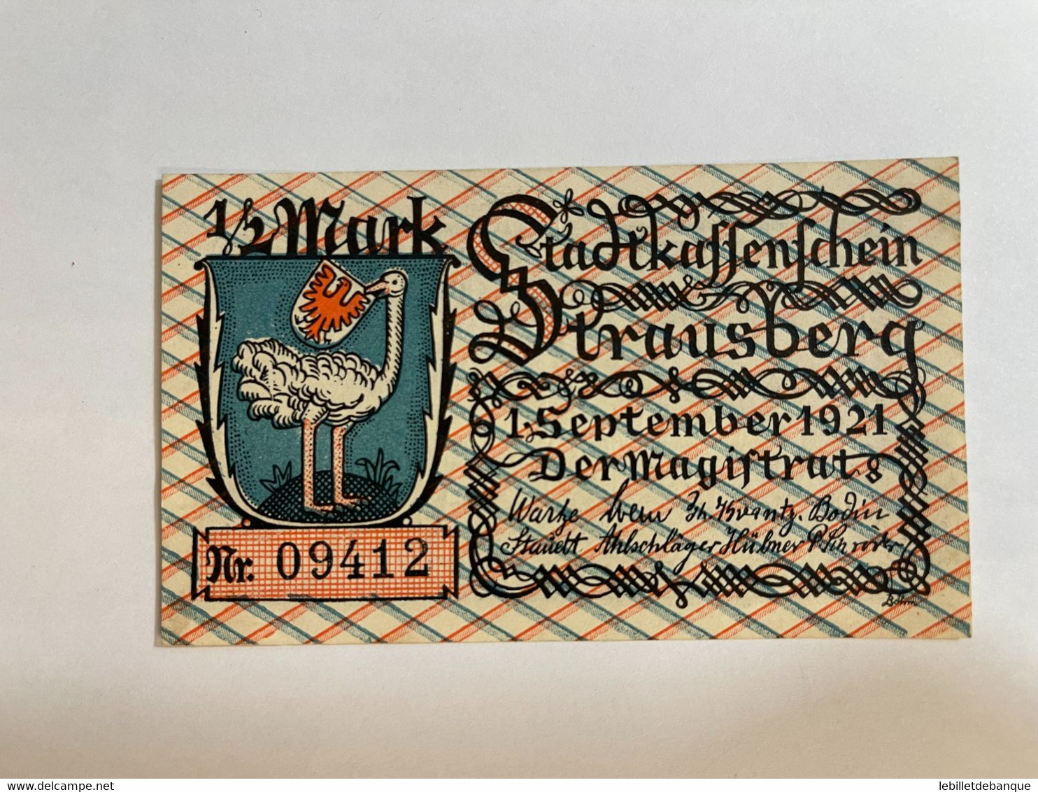 Allemagne Notgeld Strausberg 1/2 Mark - Sammlungen