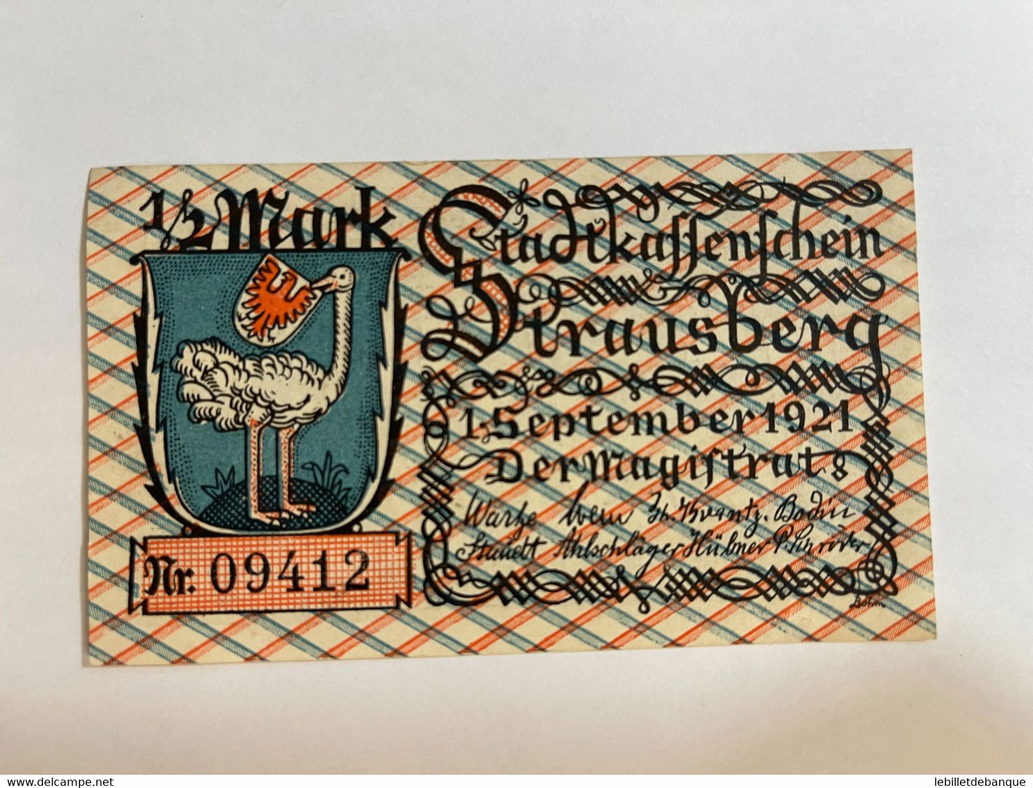 Allemagne Notgeld Strausberg 1/2 Mark - Collections