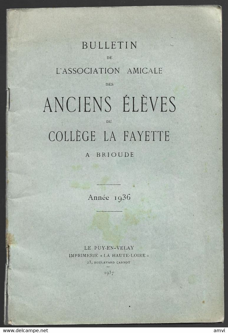 22-5-1202 Bulletin De L'amicale Des Anciens Eleves Du College Lafayette A Brioude 1936 - Auvergne