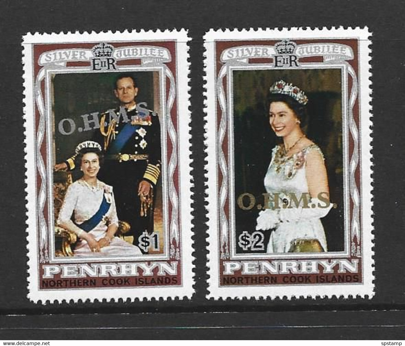 Penrhyn Island 1978 Officials OHMS Overprint On $1 & $2 Silver Jubilee MNH - Penrhyn