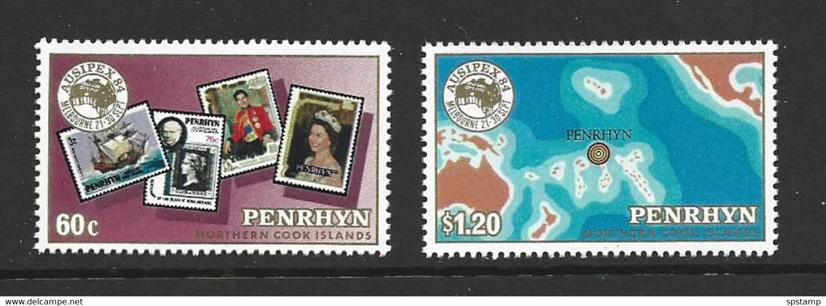 Penrhyn Island 1984 Ausipex And Map Set Of 2 MNH - Penrhyn