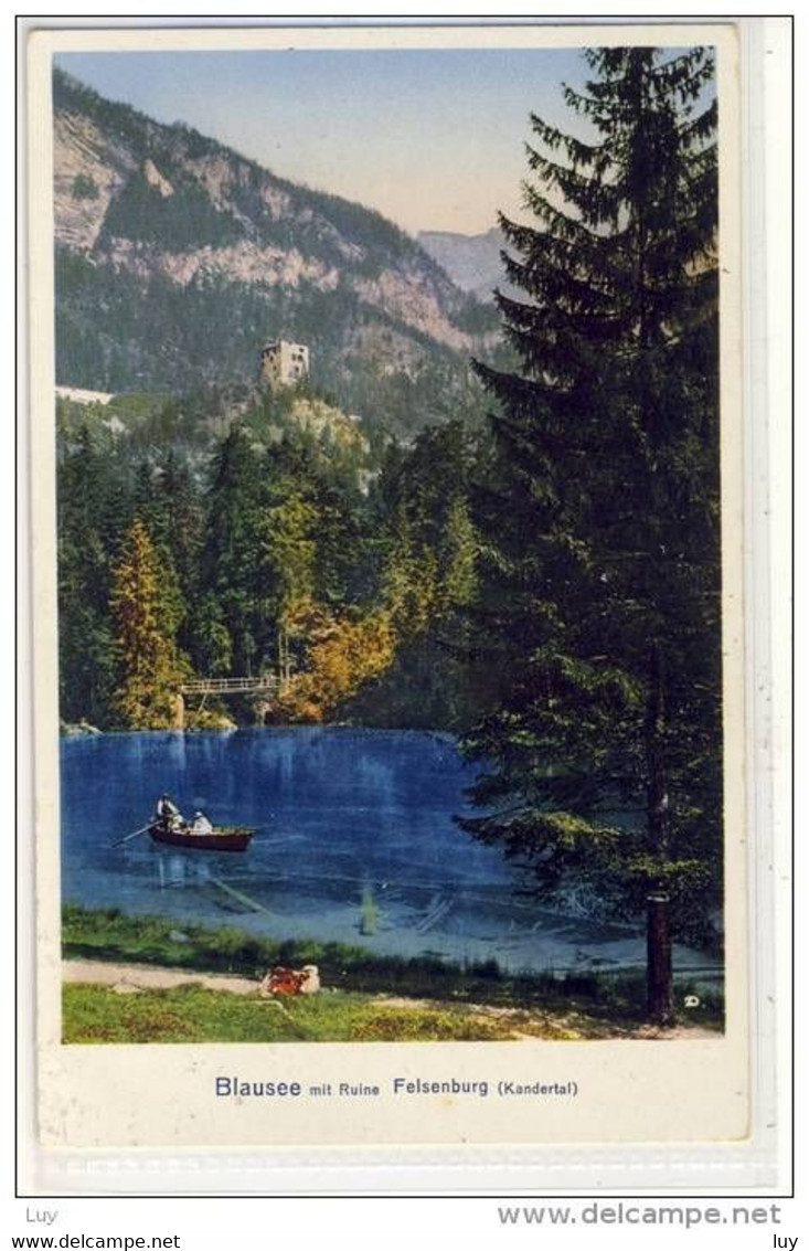 BLAUENSEE, Kandertal  - Ruine  Felsenburg - 1923,  Vollstempel - Kandergrund