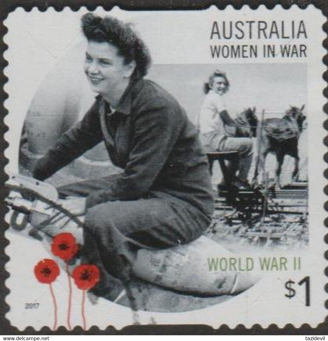 AUSTRALIA - DIE-CUT-USED 2017 $1.00 Women In War - Land Army And Munitions WWII - Used Stamps