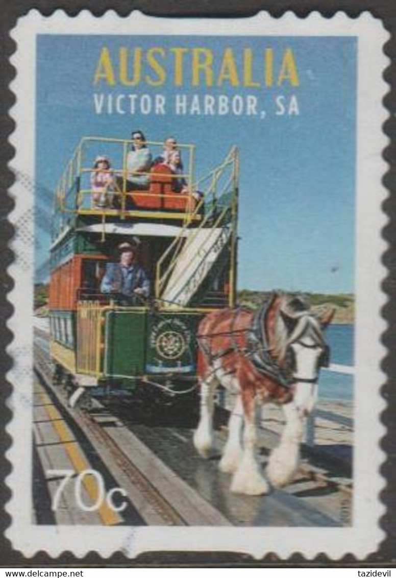 AUSTRALIA - DIE-CUT-USED 2015 70c Tourist Transport - Horse Drawn Tram, South Australia - Used Stamps