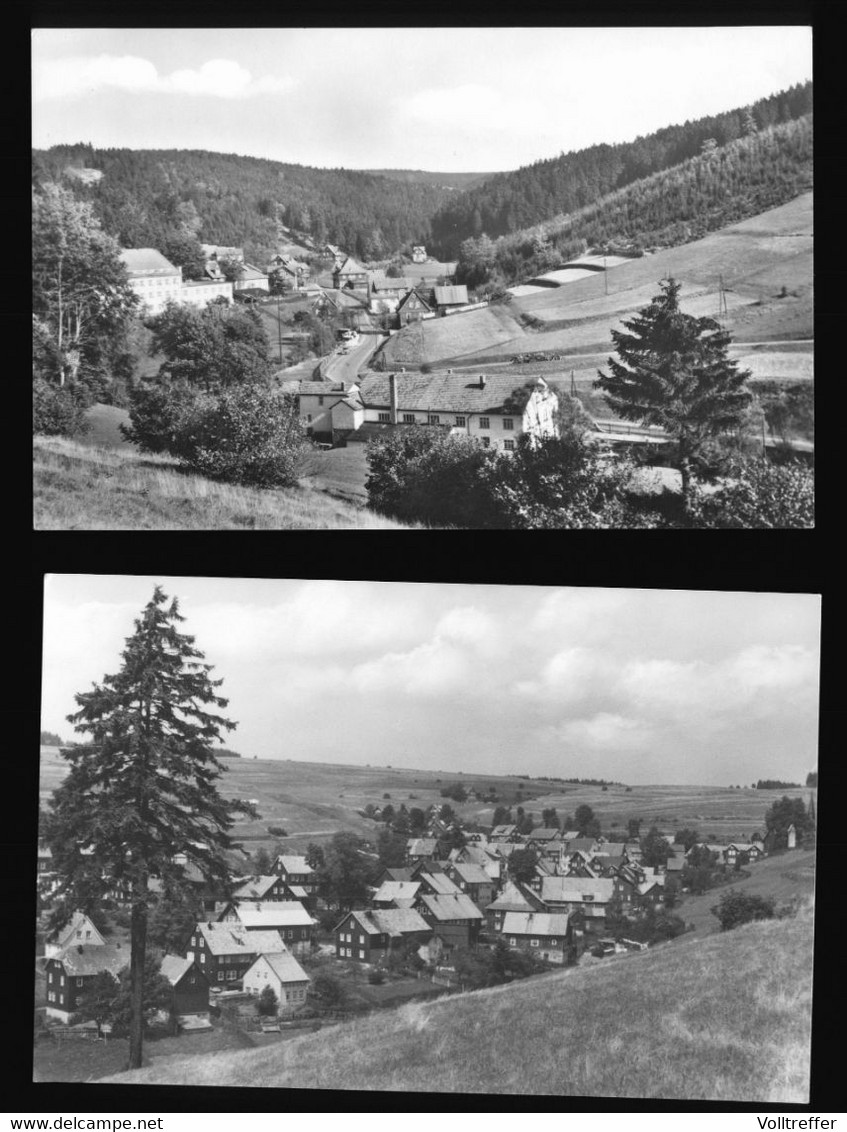 2x Orig. DDR Foto AK, Heubach / Masserberg Thüringen, Ortspartie - Masserberg