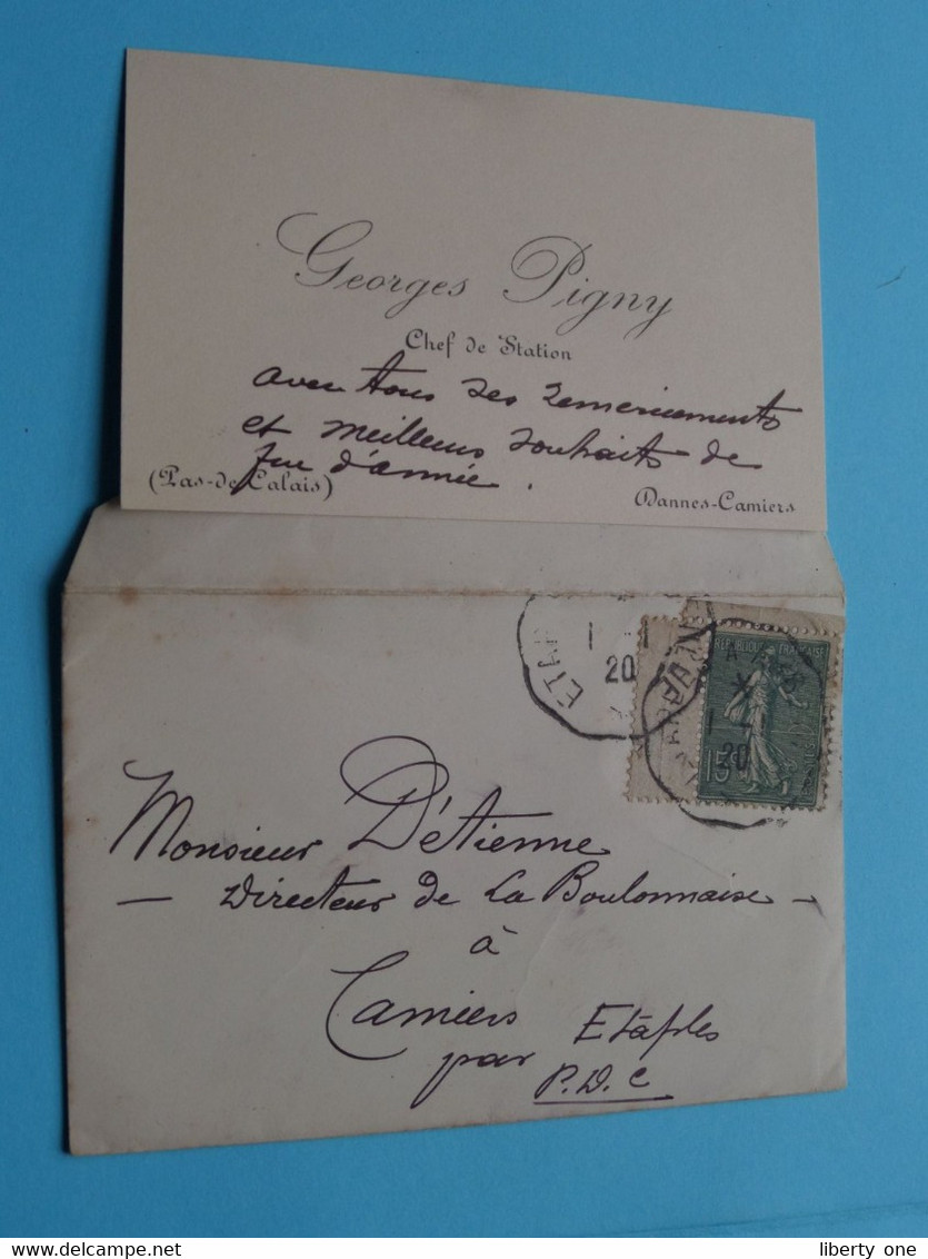 Georges PIGNY ( Chef De Station ) Anno 1920 ( Voir Photos ) > Detienne > Camiers > France (+ Envelop)! - Cartes De Visite