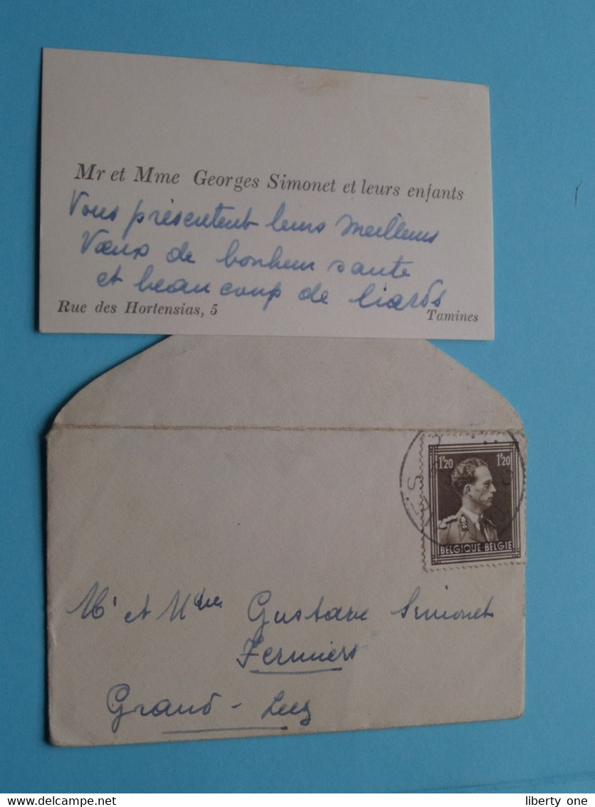 Mr. Et Mme Georges SIMONET & Enfants ( TAMINES ) Anno 193? ( Voir Photos ) > Simonet/Ferniers > Grand-Leez (+ Envelop)! - Visiting Cards