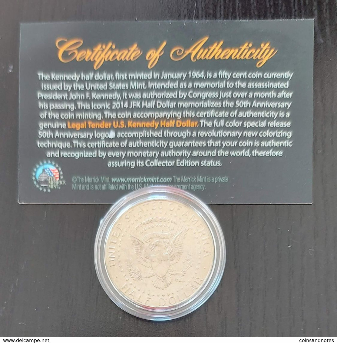 USA 2014 - 50 Years Silver JFK Half Dollar - COA - Collections