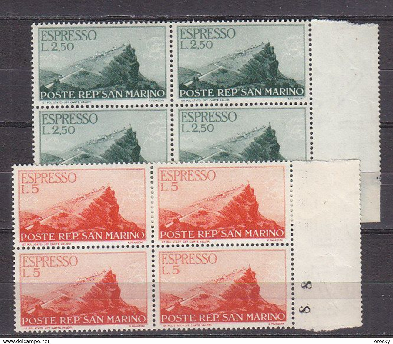 Y9220 - SAN MARINO Espresso Ss N°11/12 - SAINT-MARIN Expres Yv N°11/12 ** Quartina Bloc - Express Letter Stamps