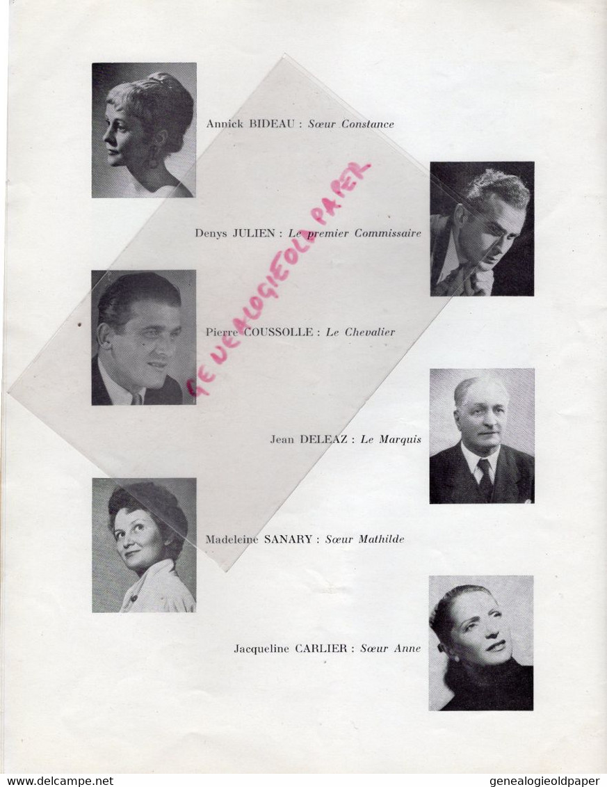 75- PARIS- PROGRAMME DIALOGUES DES CARMELITES-1957-ELYSEES PRODUCTIONS-BERNANOS-THEATRE HEBERTOT-JEAN DELAZ-COUSSOLE-
