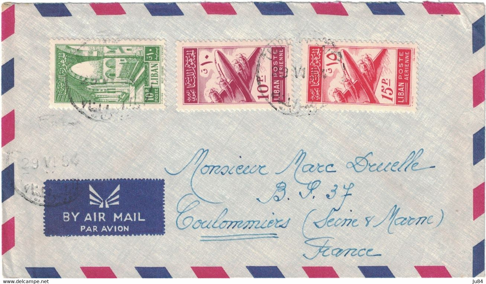 Liban - Tripoli - Lettre Avion Pour La France - 29 Juin 1954 - Lebanon