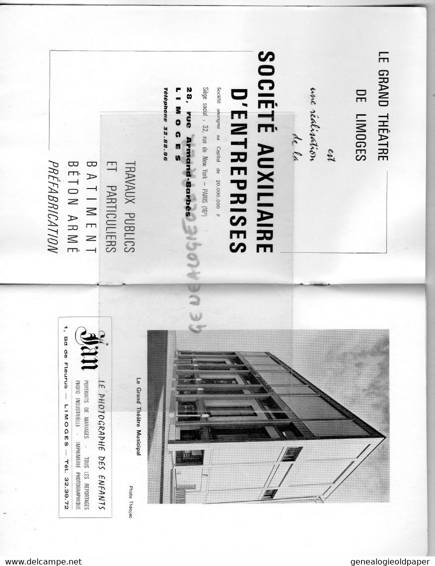 87- LIMOGES -PROGRAMME GRAND THEATRE-PORTELLI-10 DECEMBRE 1965-GALA DES ETOILES- ADAMO-ISABELLE AUBRET-GUY MARCHAND - Programme