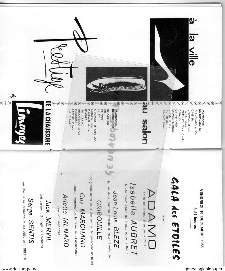 87- LIMOGES -PROGRAMME GRAND THEATRE-PORTELLI-10 DECEMBRE 1965-GALA DES ETOILES- ADAMO-ISABELLE AUBRET-GUY MARCHAND - Programs