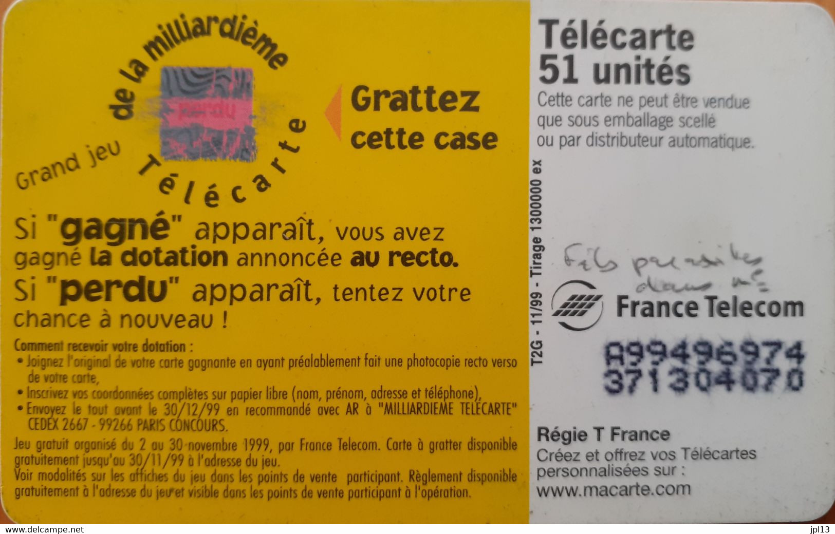Carte à Puce - France - France Télécom - Ford KA, Réf.1018A, Variété : Fils Dans N° Série - 1999