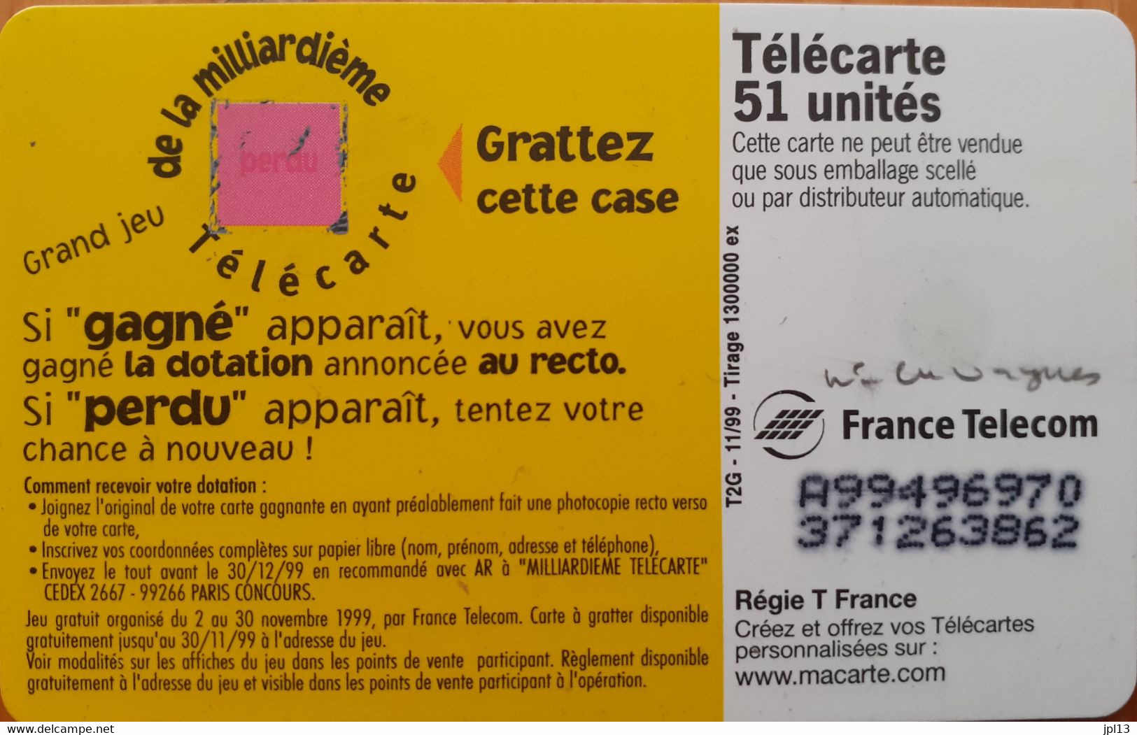 Carte à Puce - France - France Télécom - Ford KA, Réf.1018A, Variété : N° En Vagues - 1999