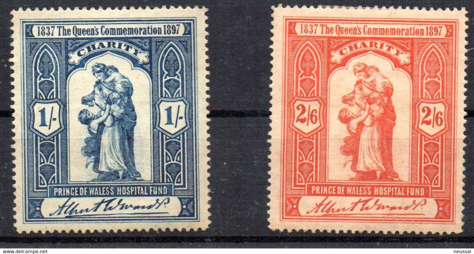 2 Sellos Charity Queens Commemoration De 1897 - Unused Stamps