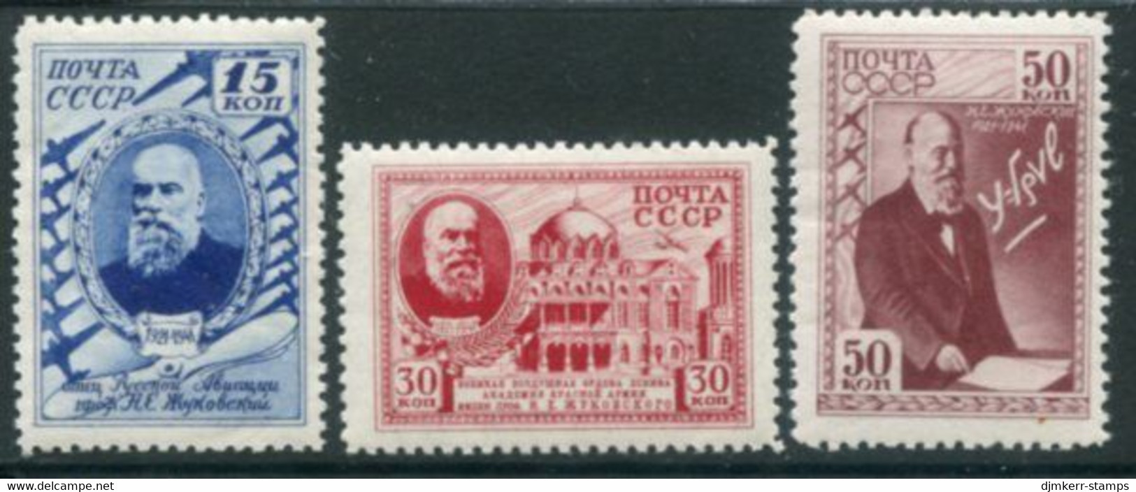 SOVIET UNION 1941 Shukovsky Death Anniversary LHM / *.  Michel 801-03 - Unused Stamps
