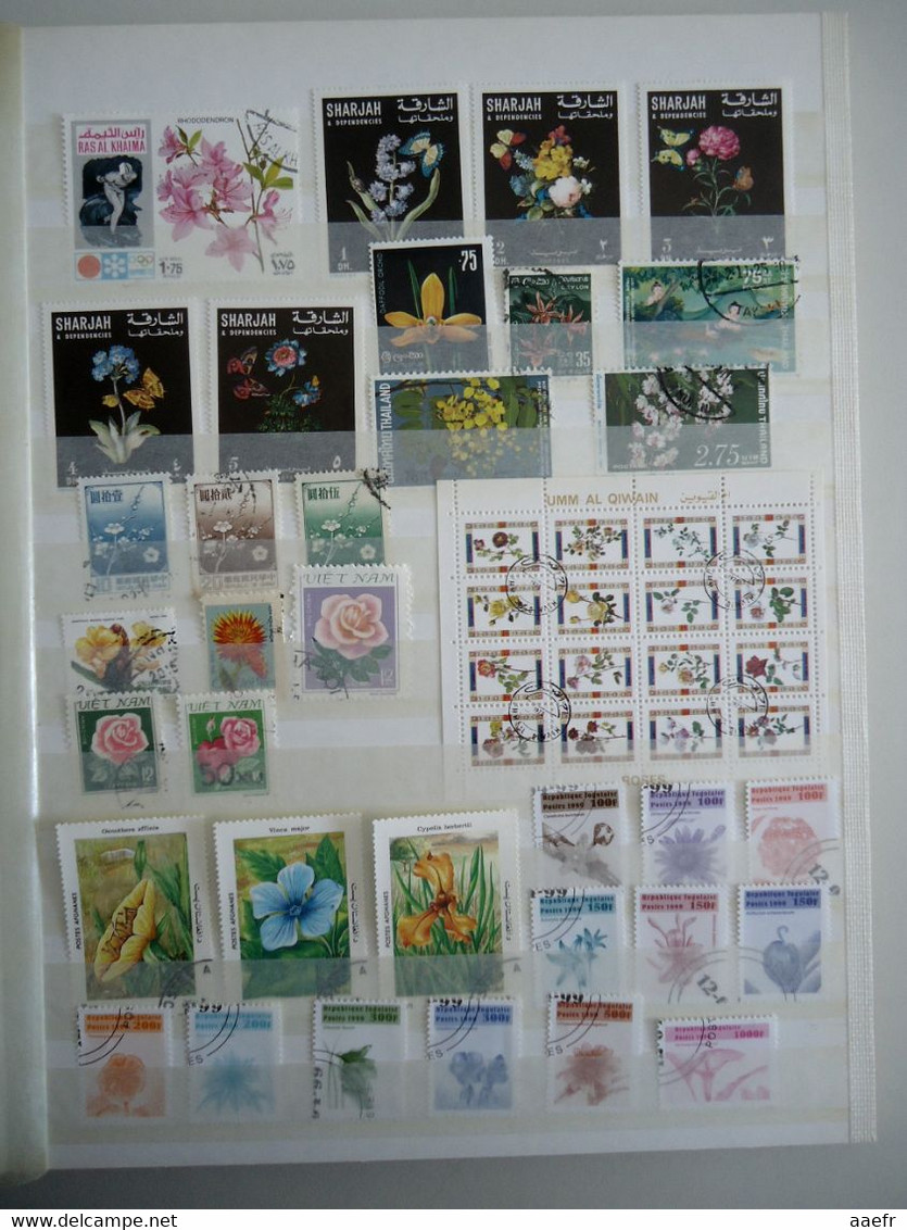 Monde - FLEURS - 1223 timbres différents dans un album + 8 cartes Max + 4 FDC