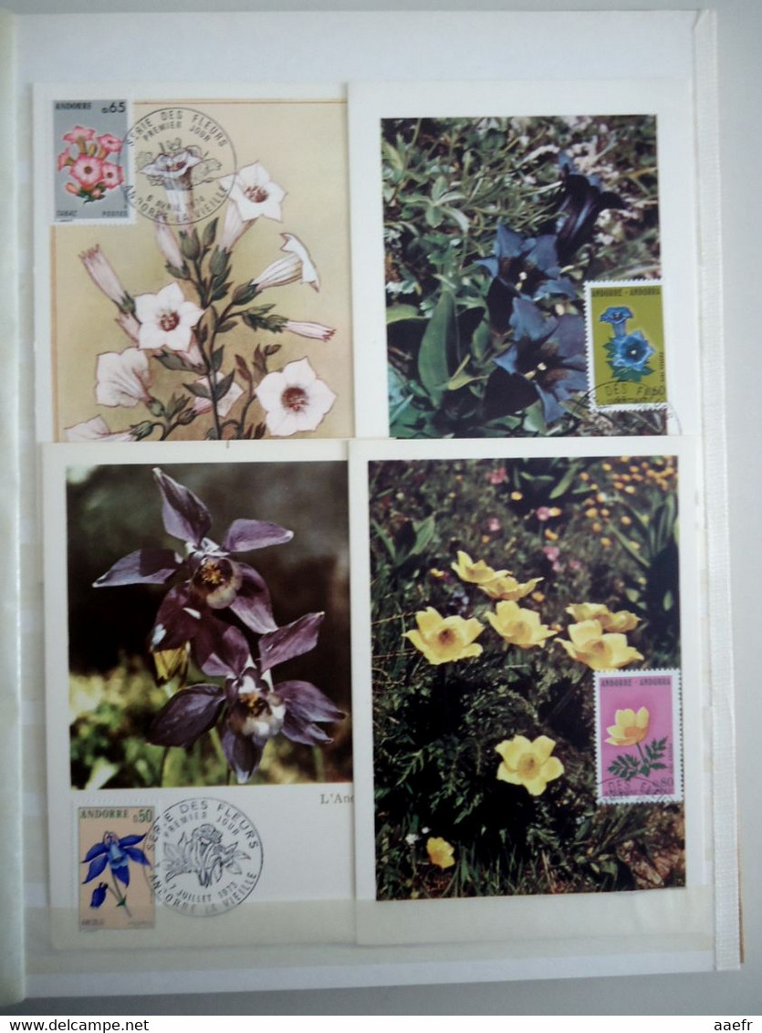 Monde - FLEURS - 1223 timbres différents dans un album + 8 cartes Max + 4 FDC