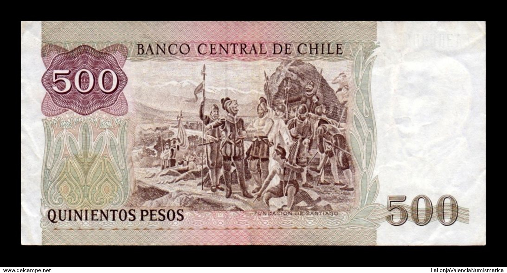 Chile 500 Pesos Pedro De Valdivia 1991 Pick 153c MBC VF - Chile