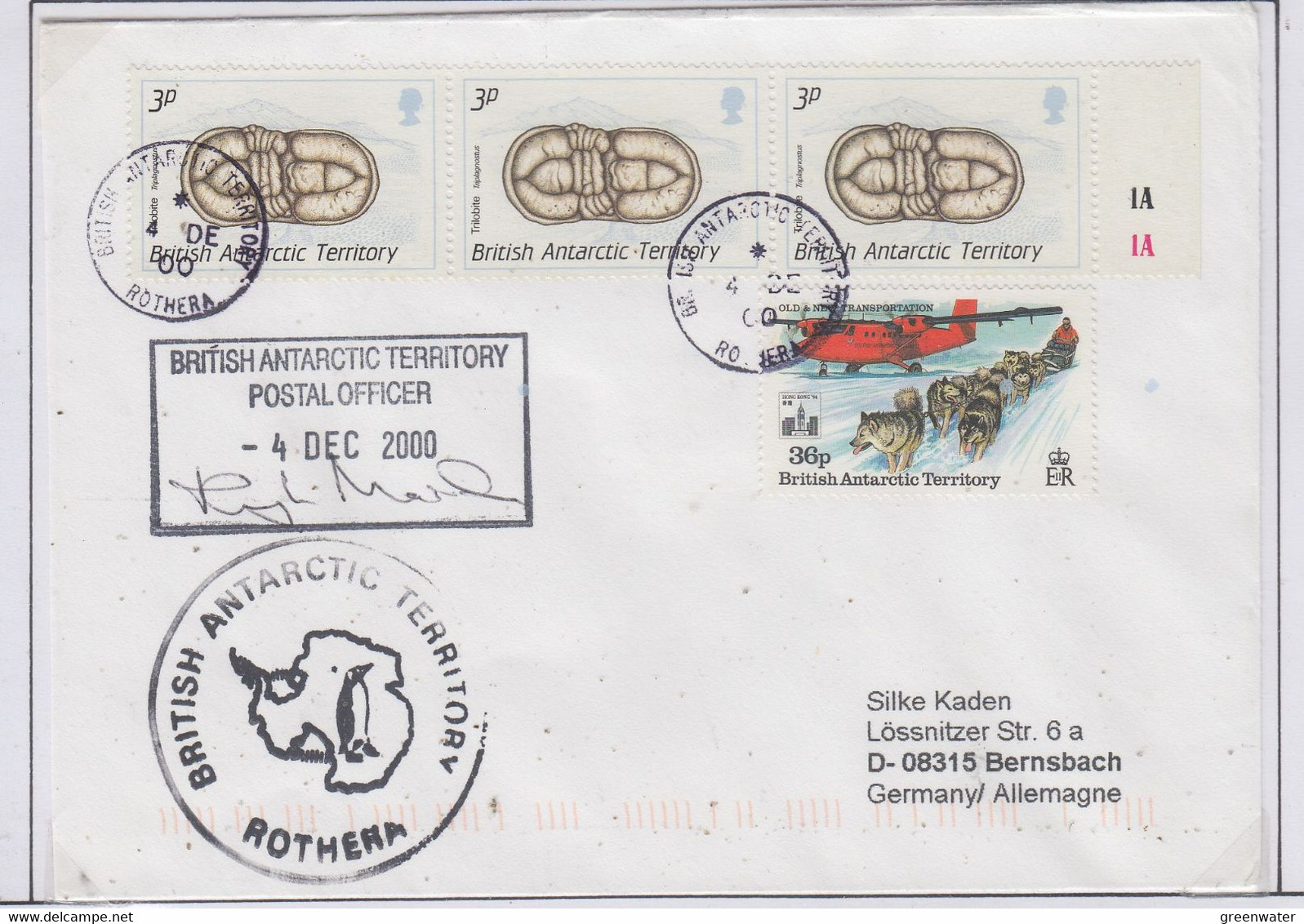 British Antarctic Territory (BAT) 2000 Cover Ca Postal Officer BAT Signature  Ca Rothera 4 DE 2000 (RH158B) - Lettres & Documents