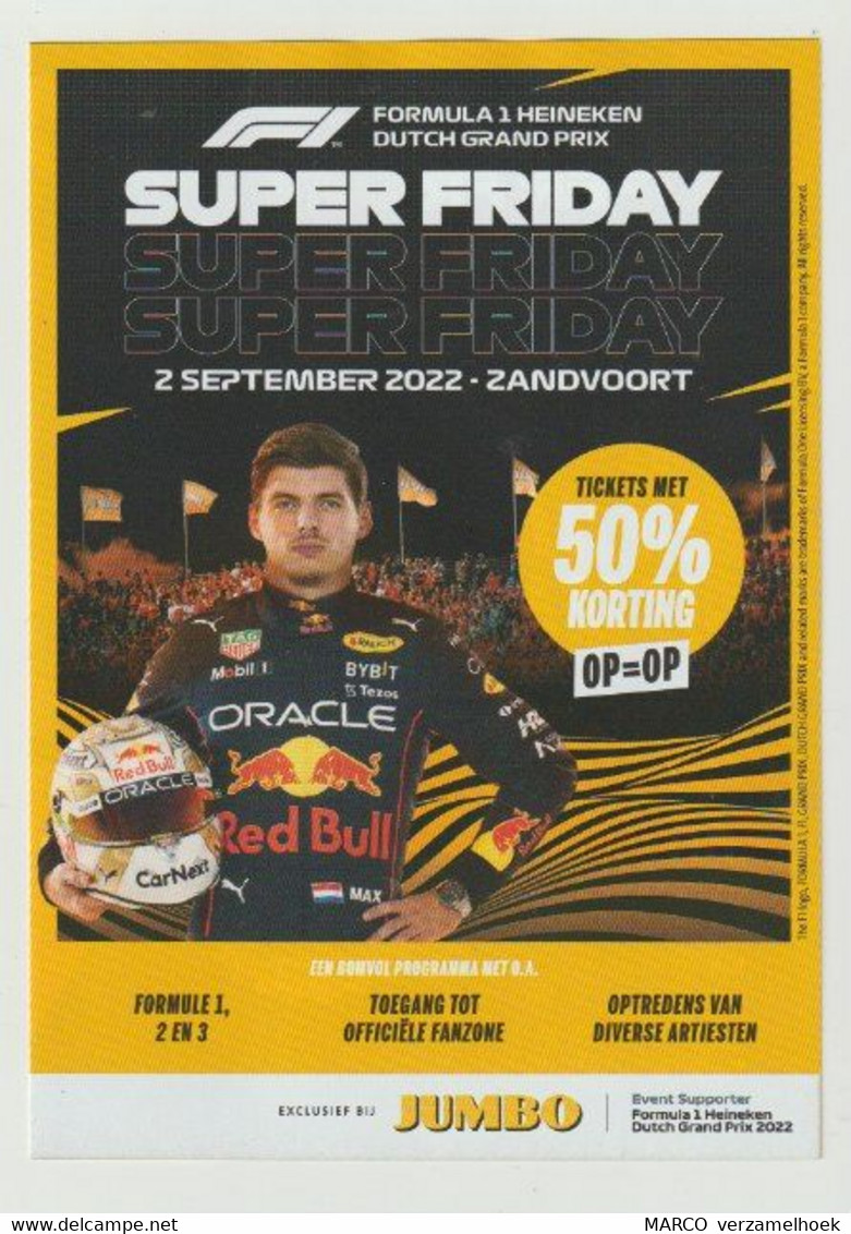 Brochure-leaflet JUMBO Supermarkten Veghel (NL) RB18 Max Verstappen F1 Heineken 2022 Zandvoort (NL) - Automobile - F1