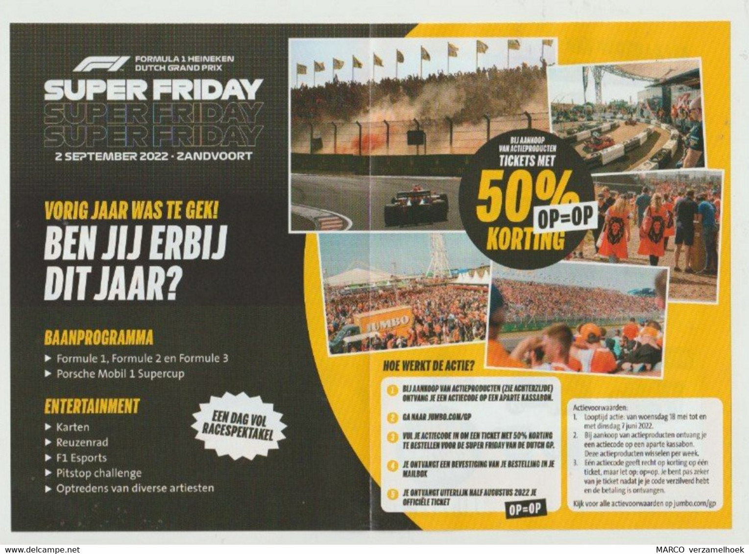 Brochure-leaflet JUMBO Supermarkten Veghel (NL) RB18 Max Verstappen F1 Heineken 2022 Zandvoort (NL) - Automobile - F1