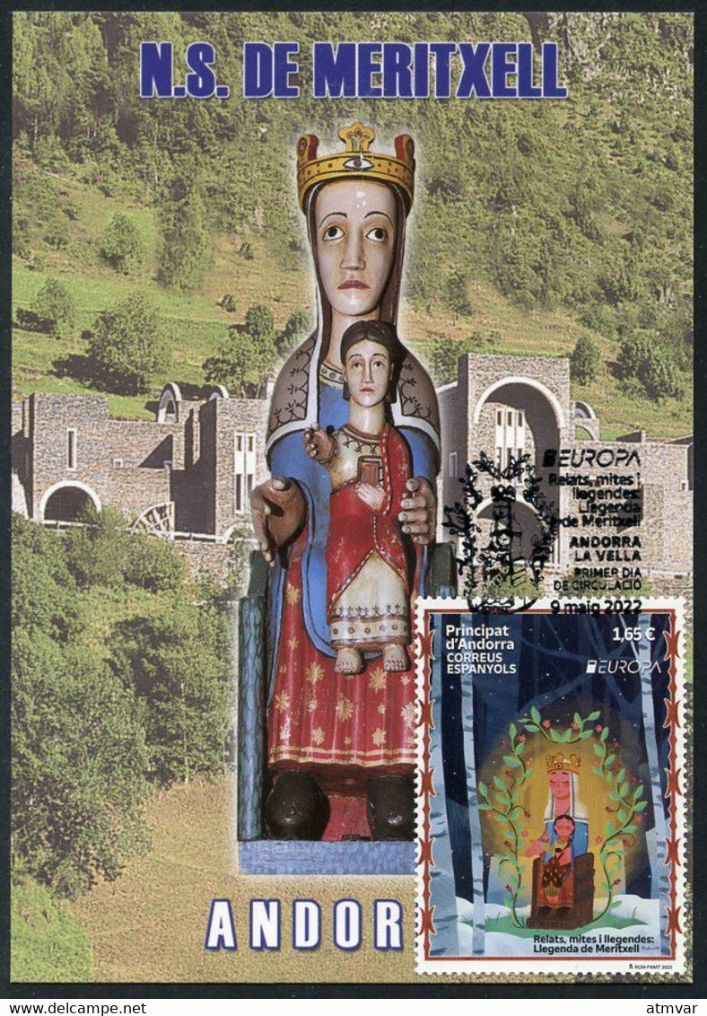 ANDORRA (2022) EUROPA - Llegenda De Meritxell, Mare De Déu, Virgin, Vierge, Virgen, Myths And Legends Carte Maximum Card - Otros & Sin Clasificación