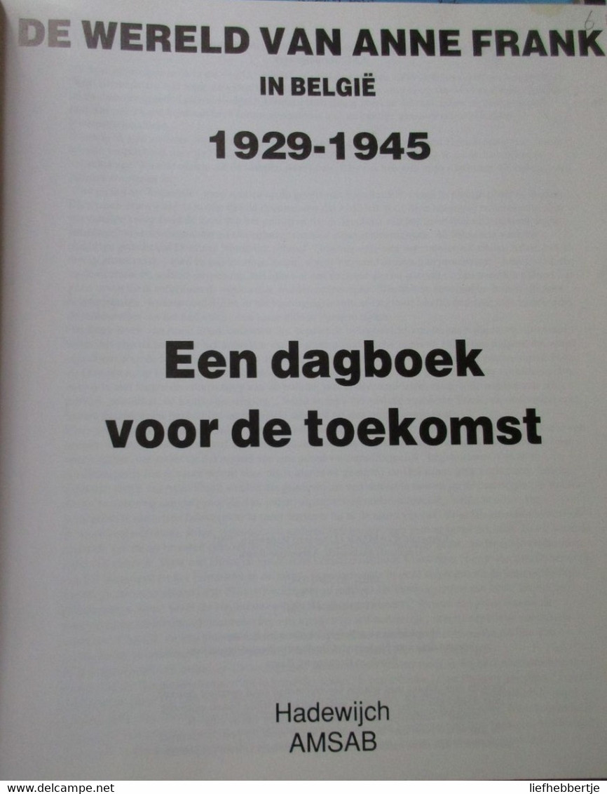 De Wereld Van Anne Frank In België 1929-1945 - Een Dagboek Voor De Toekomst - 1993 - Guerra 1939-45