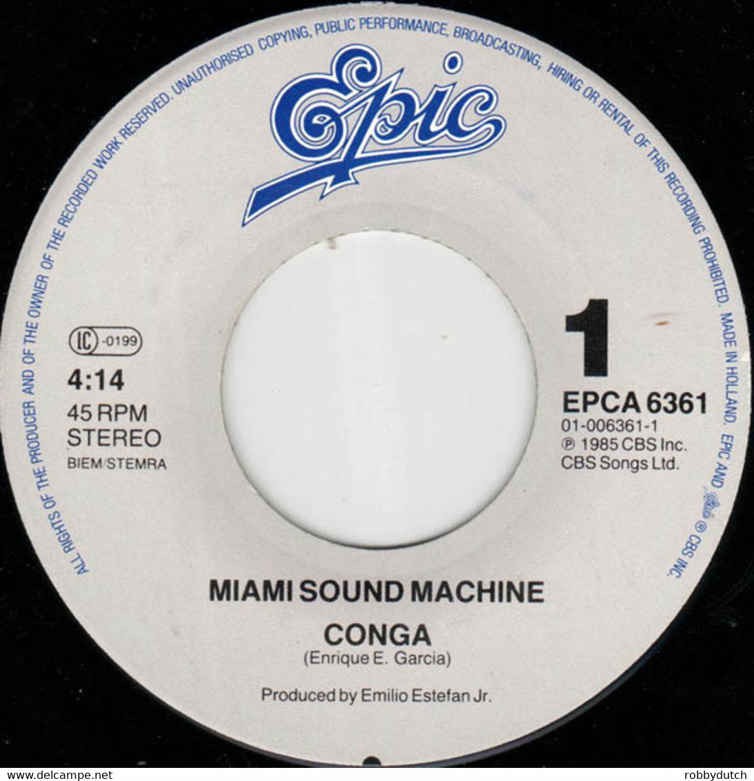 * 7" * MIAMI SOUND MACHINE Feat. GLORIA ESTEFAN - CONGA - Soul - R&B