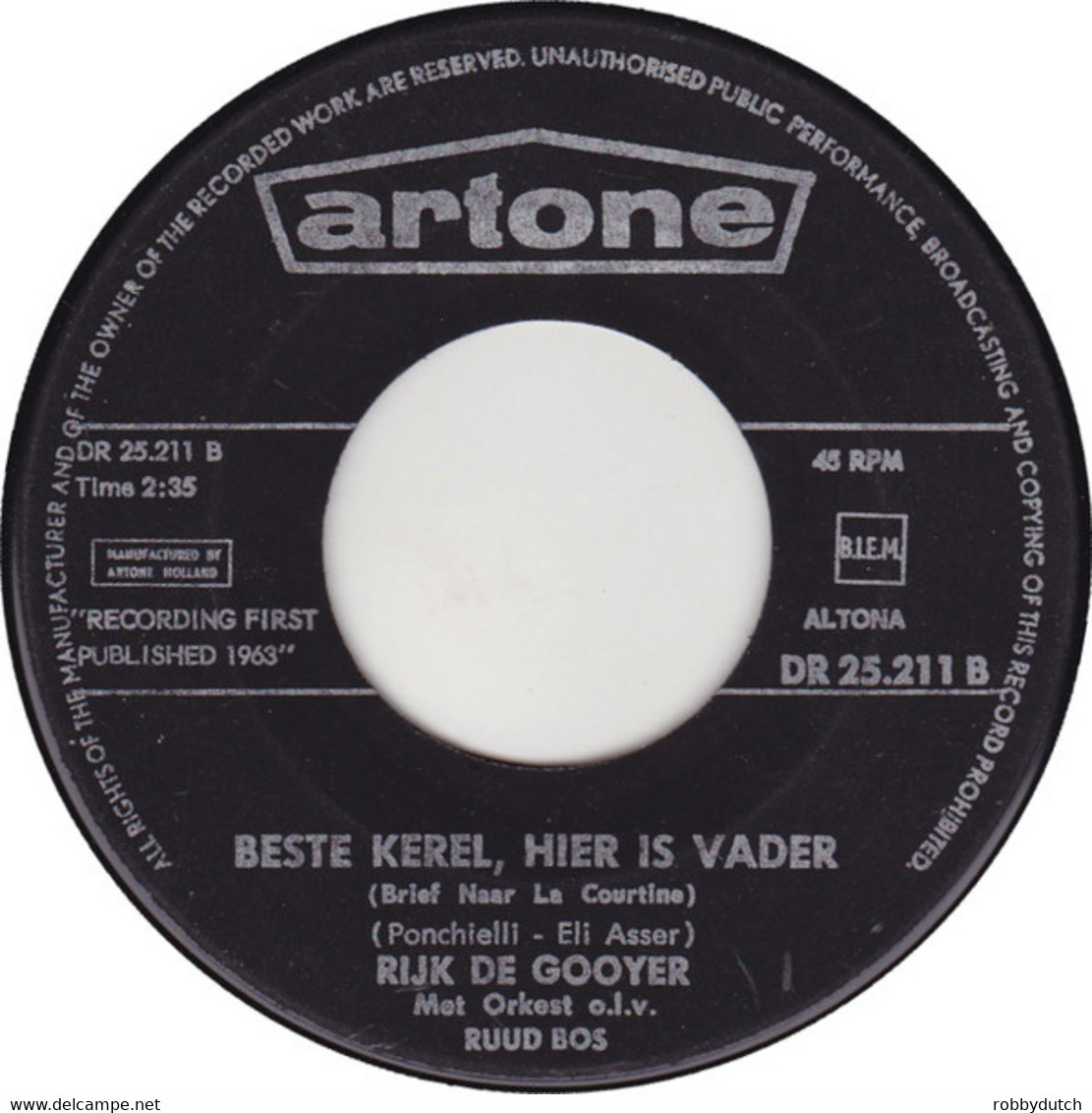 * 7" *  RIJK DE GOOYER - BRIEF UIT LA COURTINE + ANTWOORD (Holland 1964) - Humour, Cabaret