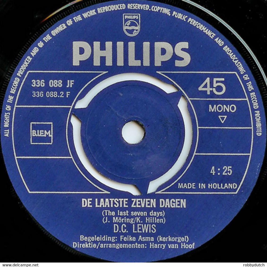 * 7" * D.C. LEWIS - MIJN GEBED / DE LAATSTE ZEVEN DAGEN (Holland 1970) - Religion & Gospel