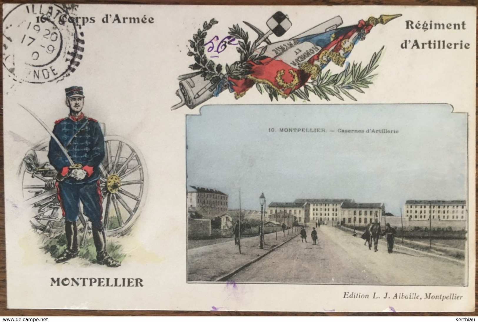 16e Corps D'armée - Régiment D'artillerie - Montpellier - Circulée 1910 - Montpellier