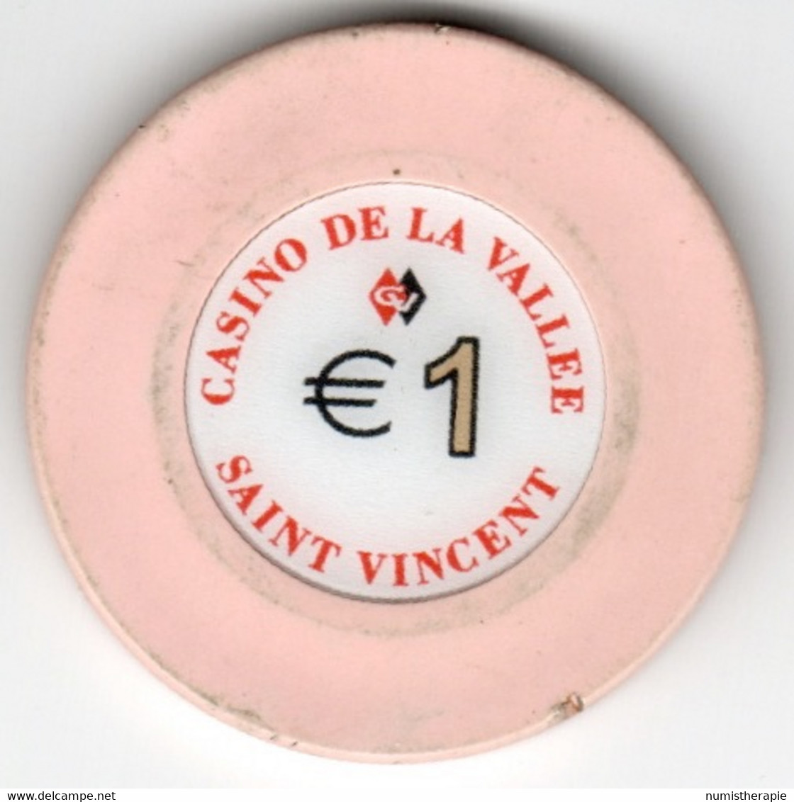 Jeton BG De Casino De La Vallée Saint Vincent Italie €1 (1 Petit Défaut Chaque Côté) - Casino