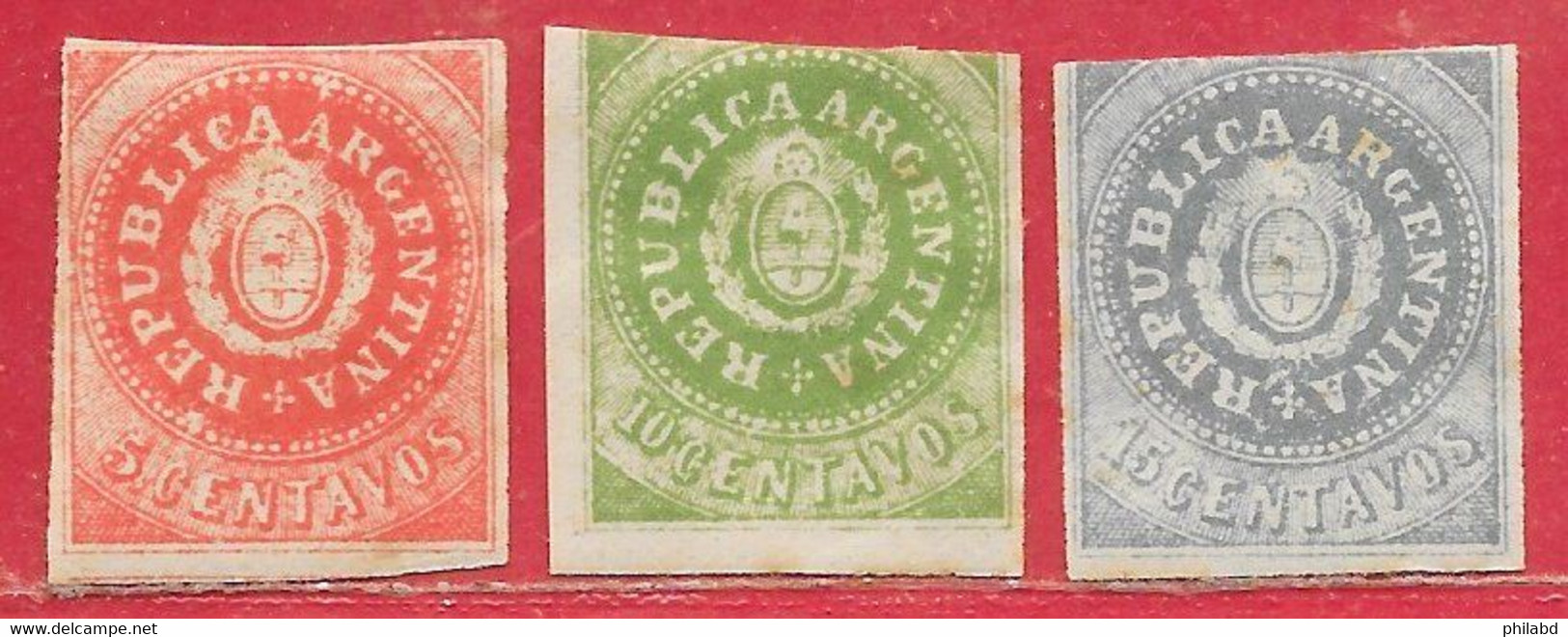 Argentine N°5 à/to 7 1862-64 (faux / False / Falso) * - Unused Stamps