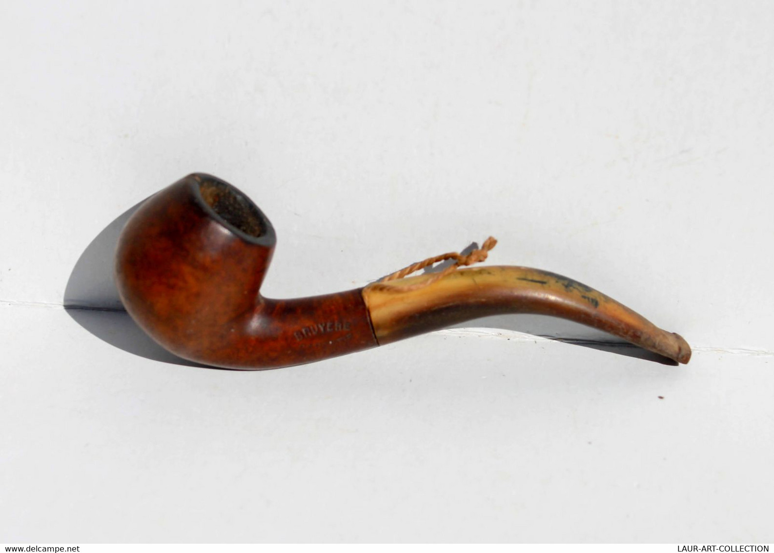 JOLIE ANCIENNE PIPE COURBE A TABAC – "BRUYERE GARANTIE" – PFEIFE FRANCE L:13,5cm        (230422.4) - Bruyerepfeifen